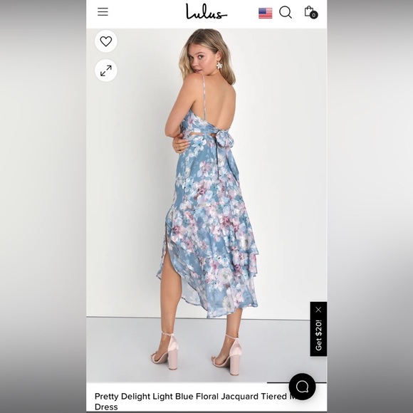 Lulu’s NWT blue floral midi dress, size Large - Picture 2 of 8